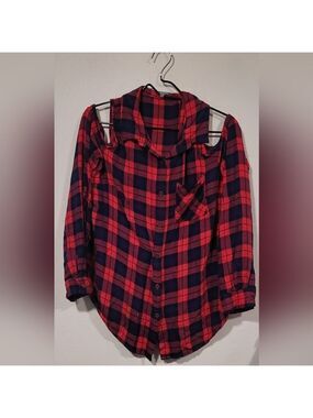 Charlotte Russe Red/Black Button Down Sz XL